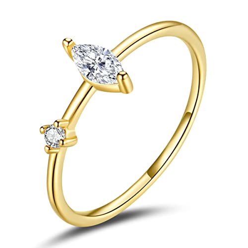 Klarer CZ Ring 925 Sterling Silber Geometrischer Gold & Silber Fingerring für Frauen Liebhaber Simulierte Diamanten Ring Schmuck Valentinstagsgeschenk von Generic