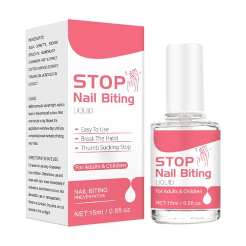 Klarlack Nagellack Härter 15ML Nail Biting Prevention Polish Stop Nail Biting Polish | .5fl Oz Nail Stopper For Kids & Adults & Effective Taste Thumb Stop Nail compatible with Machen (Pink, One Size) von Generic