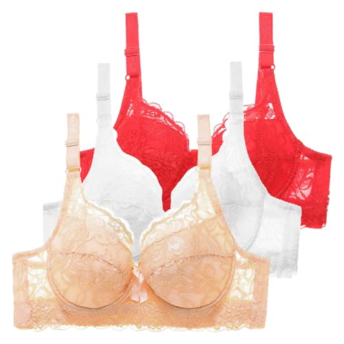 Klassische BHS Für Damen BH Große Brüste Starker Eleganz Unsichtbare Push-Up BH Ohne Bügel Sexy V-Ausschnitt BH Weicher Atmungsaktiver Bra überkreuzter Rücken Sport-BH Damen Minimizer BHS von Generic