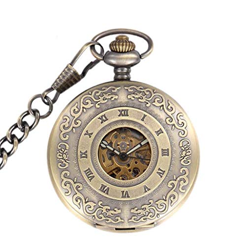 Klassische geschnitzte römische hohle automatische mechanische Taschenuhr Flip Retro Männer und Frauen Geschenk Taschenuhr von Generic