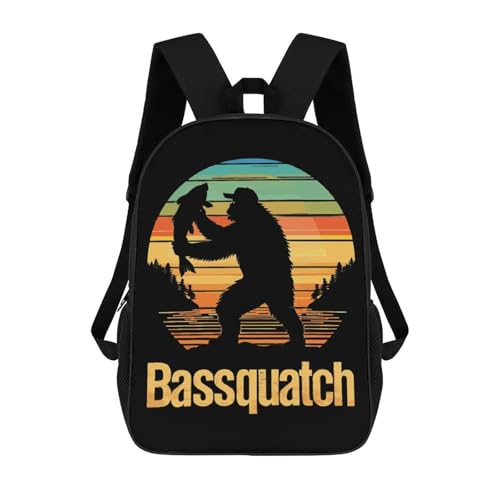 Klassischen Laptoptasche Bassquatch Angeln Lustiger Bigfoot Gedruckt Backpack Durable Wanderrucksack Für Reisen, Universität, Freizeit, 42X32X14Cm von Generic