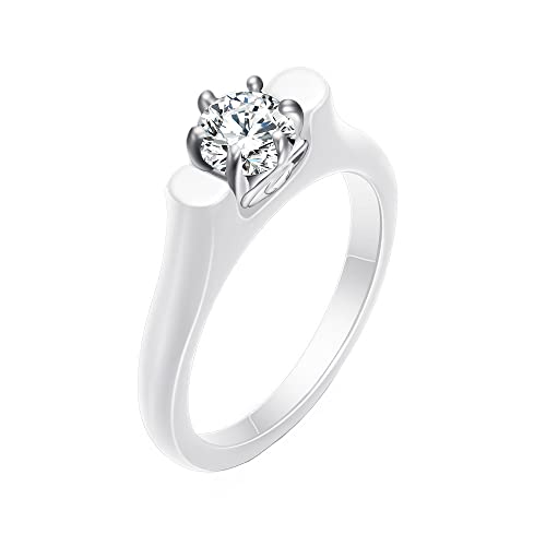Klassischer Keramikring f眉r Damen, bequeme Passform mit Zirkonia, f眉r Paare, Ehering von Generic