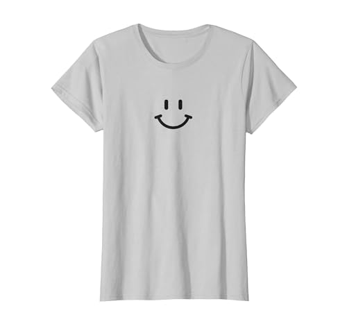 Klassisches Lächeln Gesicht Ikone Retro Minimalistisch T-Shirt, Damen, Silber, 3XL Klassisches Lächeln Gesicht Ikone Retro Minimalistisch T-Shirt, Damen, Silber, 3XL von Generic