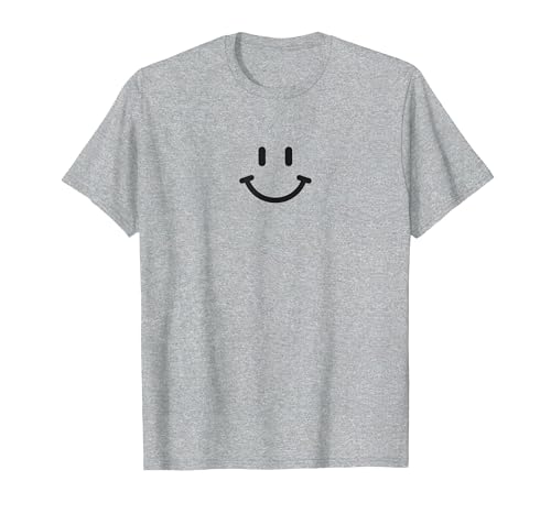 Klassisches Lächeln Gesicht Ikone Retro Minimalistisch T-Shirt, Herren, Grau Meliert, 4XL von Generic