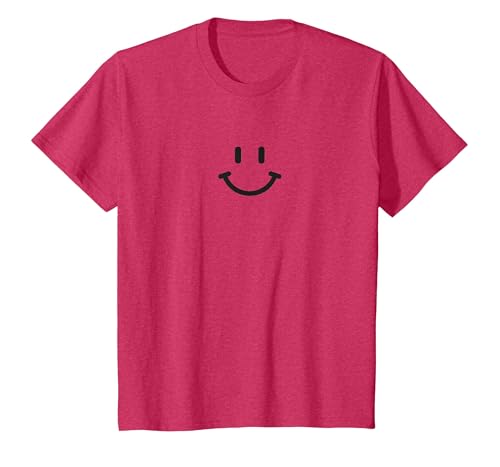 Klassisches Lächeln Gesicht Ikone Retro Minimalistisch T-Shirt, Kinder, Rot meliert, 128 von Generic
