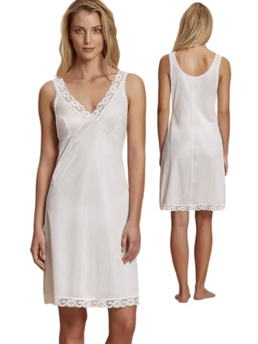 Klassisches langes Unterkleid mit Spitze, Weiß/Seta, XL von Generic