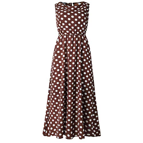 Kleid Braun Punkte Damen Lang Ärmellos Elegant Sommerkleid Frauen Schick Vintage Party Abendkleider Kleid Braun Punkte Damen Lang Ärmellos Elegant Sommerkleid Frauen Schick Vintage Party Abendkleider von Generic