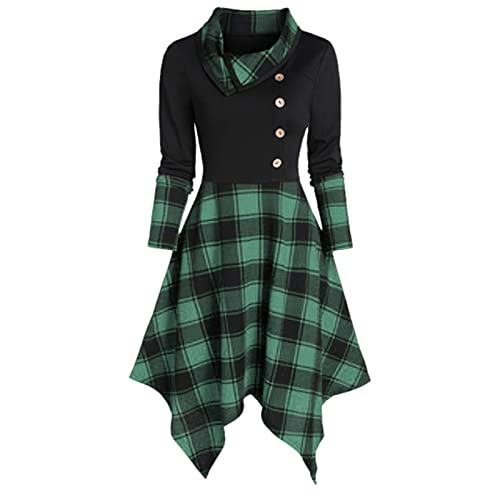 Kleid Damen Elegant, WinterKleid Damen Elegant Langarm Kariertes Colorblock Pulloverkleid Strickkleid Longpullover Winter Casual A-Linie Kleid Freizeitkleid Partykleid Gestrickt Pullikleid von Generic