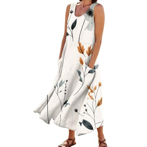 Kleid Damen Hochzeit Strandkleid Etuikleid Damen Elegant Abendkleider Elegant Für Hochzeit Hochzeitsgast Kleid Damen Kleider Ab 50 Jahre Ballkleider Sommerkleid Damen Kleid Langarm Damen（1-White,3XL） von Generic