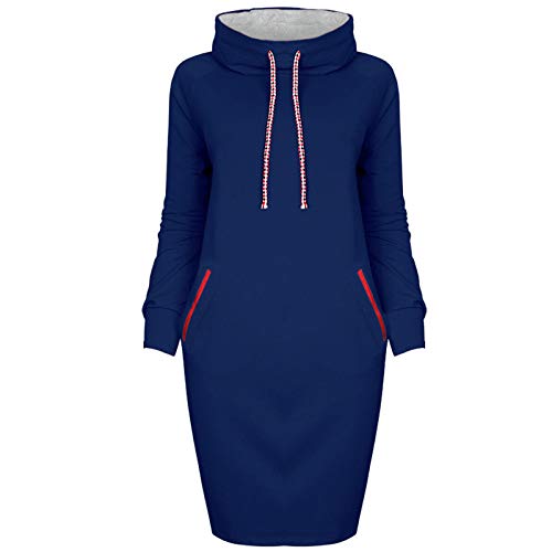 Kleid Damen Hoodie Kleid Herbst Winter Langarm Sweatshirtkleid Kapuzenpullover Dress mit Taschen Elegant Sweatshirt Shirtkleider Schmaler Rock Tops von Generic