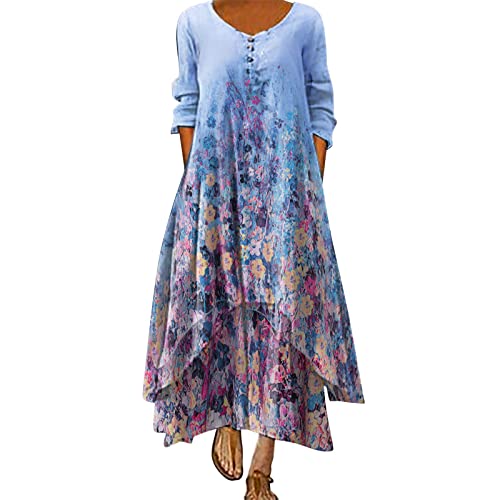 Kleid Damen Sommer Maxi Festlich A Linie Elegant Strandkleid Boho Kleid Leicht Luftig Kurzarm Schick Große Größen Blusenkleid Sommerkleid Sexy Curvy Lang mit Blumen Freizeitkleid Maxikleid von Generic