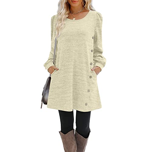 Kleid Damen Strandkleid Damen, Pareos Strandkleider Vintage Kleider Schicke Sommerkleider Abschlussball Kleider Lang Sonne Kostüm T-Shirt Kleid Kleider Party Kurze Kleider Günstig(3-Beige,M) von Generic