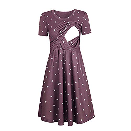 Kleid Mutterschaft Fotografie Frauen Schwangere Mutterschaft Solid Stillen Sommer Umstandskleid Herbst Umstandskleidung, violett, 46 von Generic