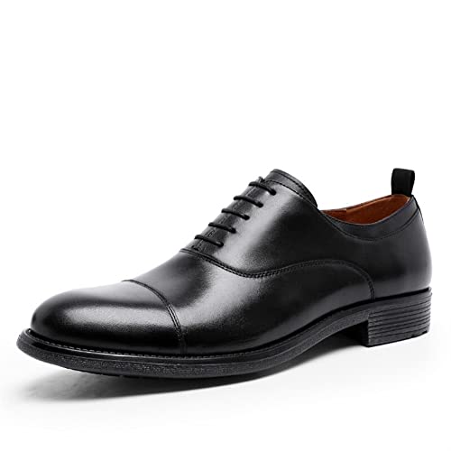 Kleid Oxford Schuhe for Männer Lace Up Cap Toe Runde Zehe Rindsleder rutschfeste Low Top Anti-rutsch Prom(Schwarz,39 EU) von Generic