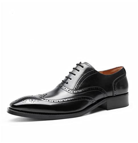 Kleid Oxford for Männer Schnürschuh Brogue geprägt Flügelspitze runde Zehenpartie Rindsleder Anti-Rutsch rutschfest Blockabsatz Prom(42 EU) von Generic