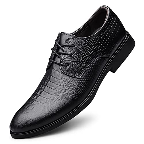 Kleid Oxford for Männer Schnürschuhe Krokodil-Print Derby Schuhe Leder Anti-Rutsch-Gummisohle rutschfeste Hochzeit(Schwarz,43 EU) von Generic