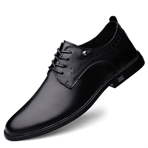 Kleid Oxford for Männer Schnürschuhe Leder Derby Schuhe Runde Zehen rutschfeste Gummisohle Blockabsatz Prom(39 EU) von Generic