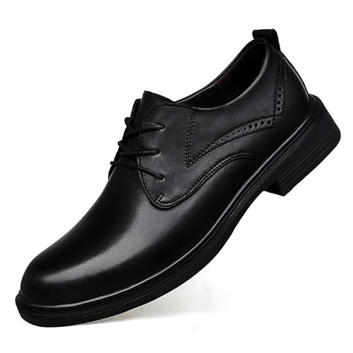 Kleid Oxford for Männer Schnürschuhe Runde Zehen PU-Leder Derby Schuhe Anti-Rutsch-Blockabsatz Gummisohle Party(Schwarz,49 EU) von Generic
