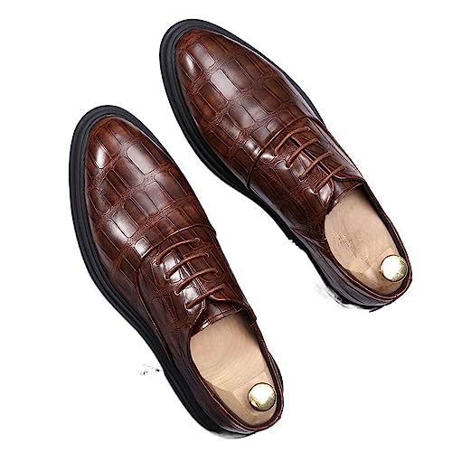 Kleid Oxford for Männer Schnürung Runde Zehen Plaid Print Kunstleder Rutschfester Blockabsatz Anti-Rutsch Rutschfester Abschlussball(Braun,41 EU) von Generic