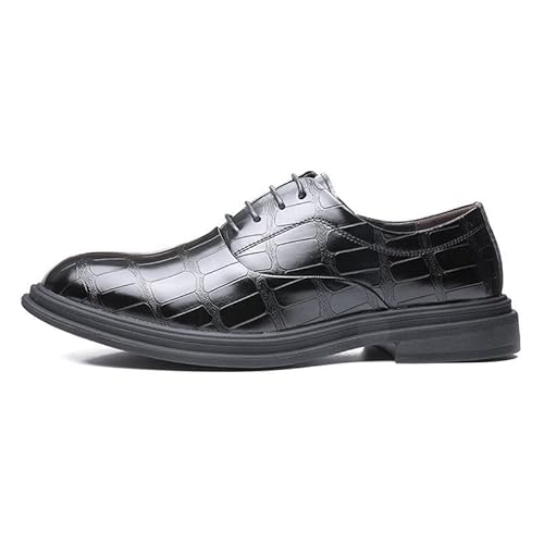 Kleid Oxford for Männer Schnürung Runde Zehen Plaid Print Kunstleder Rutschfester Blockabsatz Anti-Rutsch Rutschfester Abschlussball(Schwarz,40 EU) von Generic