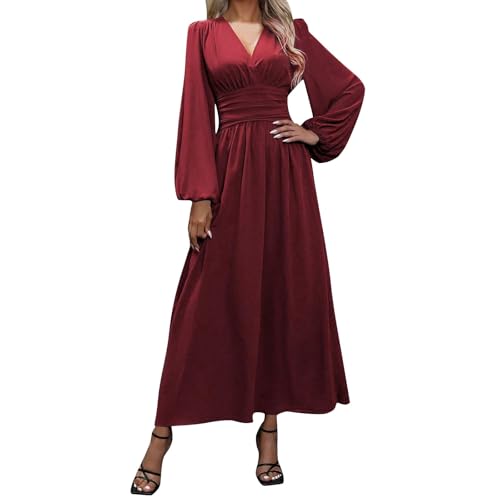 Kleid Rot Mit Blumen Winterkleid Weiß Lang WeißE Kleider Party Damen Kleid Lang Elegant WeißEs Kleid Kurz Eng Strickkleid Mit VolantäRmel Etuikleider Winter Chiffon Kleid Lang Boho Kleid Lang Maxi von Generic