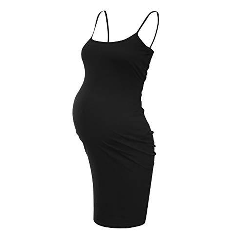 Kleid für Fotoshooting-Weste Damen Sexy Umstandskleid Solide Ärmellose Träger Kleid Bandage Schwangerschaft Umstandskleid Postpartum Kleidung, Schwarz , 36 von Generic