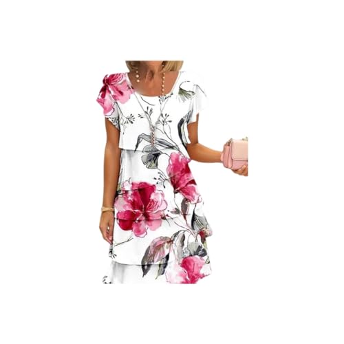 Kleid mit mehrblütigem Blumenmuster, Damenkleid mit Blumenmuster, Freizeitkleid für Damen (Red,L) von Generic
