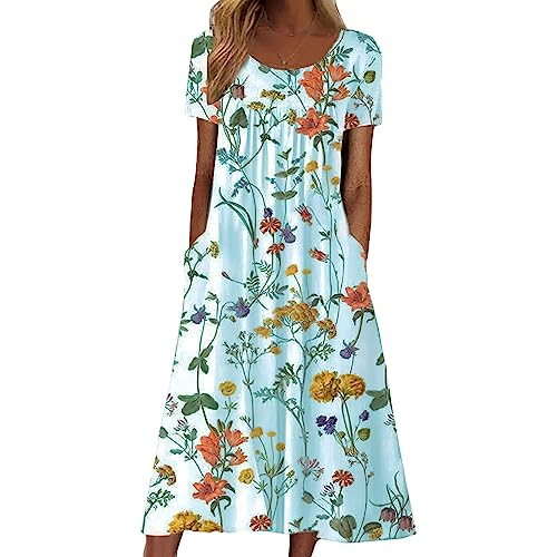 Kleider Damen 2024 Warehouse Deal Elegant Outfits Sommer Outdoors Wickelkleid Boho Ballkleider Vintage Kleider Sexy Abendkleider Casual Maxikleid Fashion Cocktailkleid Sommerkleid XXL von Generic