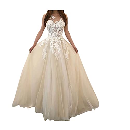 Kleider Damen Große Größen Brautkleid Hochzeitskleid Lang Elegant Ballkleid Spitzen V-Ausschnitt Cocktailkeid Maxikleid Abendkleid Hochzeit Party Spitzenkleid Brautkleider A-Linie von Generic