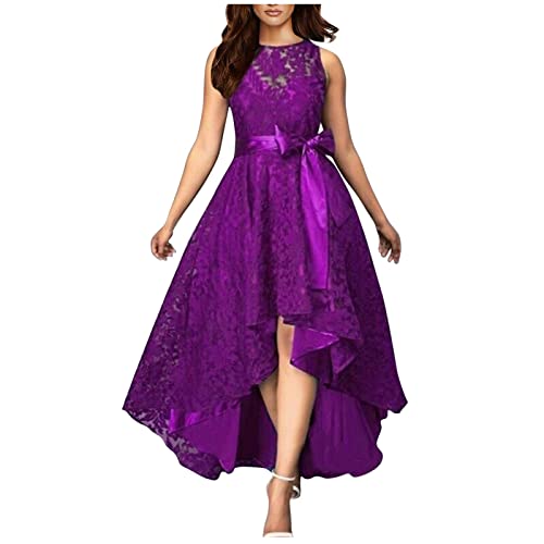 Kleider Damen Sexy, Kleiderbügel Für Röcke Unter Röcke Weiß Spitzen Brautkleider A Linie Lang Off Shoulder Hochzeitskleider Ballkleider Prinzessin Schulterfrei Kurzarm Brautkleid (Violett-4,M) von Generic