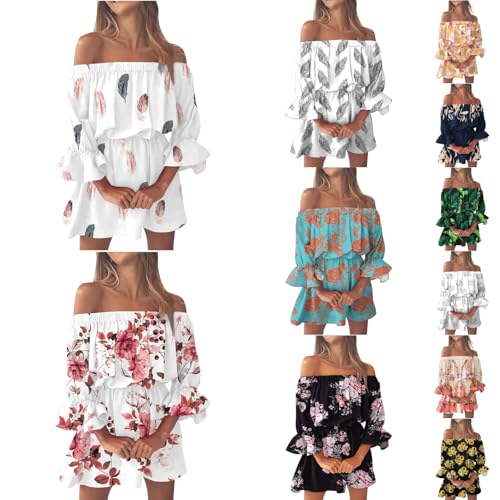 Kleider Damen Sommer Freizeit Kleid Wickelkleid Italienische Lang Sommerkleid Sommerkleider Elegant Strandkleider Strandkleid Hemdblusenkleid Boho Kleidung Leicht Und Luftig Summer Dress von Generic