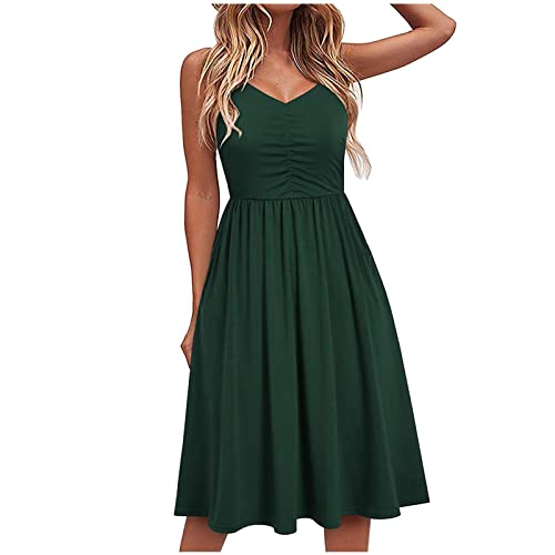 Kleider Für Damen Elegantes ärmelloses Trägerkleid Retro Festival Traditionelles Kostüm Ballkleid Skaterkleid Midikleid Blusenkleid Freizeitkleid Green L von Generic