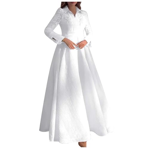 Kleider Mit Ausschnitt Lang äRmel Kleider Kleid Spitze Midi Kleid Silvester Langarm Kleid Hochzeitsgast Blumen Kleid Schulterfrei Winter Weite Winterkleider Boho Kleider Winter Leichtes Winterkleid von Generic