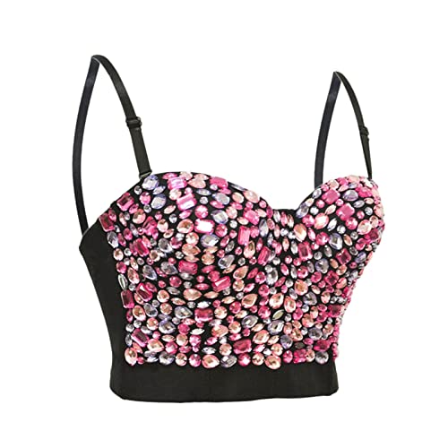 Klein Bustier Sexy Damen-Push-Up-BH mit Perlenstickerei am Rückenverschluss, Rave-BHS für Club Wear, Outfit, Leistung, S, Bustier-Tops Umstandskleid Winter von Generic