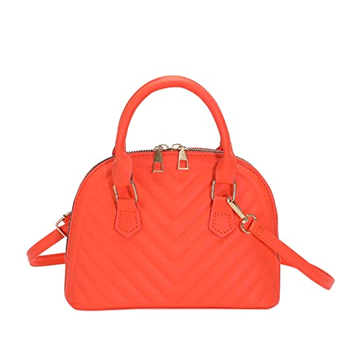 Klein Umhängetaschen Damen einfarbig vielseitige Handtasche Doppelreißverschluss Umhängetasche Umhängetaschen Blau (Orange, One Size) von Generic