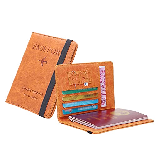 Kleine Brieftasche Herren Münzfach Neutrale dreifache Reiseveranstalterhalterung für Mehrzweckreisepass die Brieftasche Brieftasche Damen Groß Totenkopf (Orange, One Size) von Generic