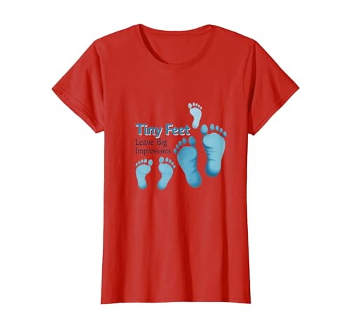 Kleine Füße hinterlassen große Eindrücke Baby Milestone Memory T-Shirt, Damen, Rot, XS Kleine Füße hinterlassen große Eindrücke Baby Milestone Memory T-Shirt, Damen, Rot, XS von Generic