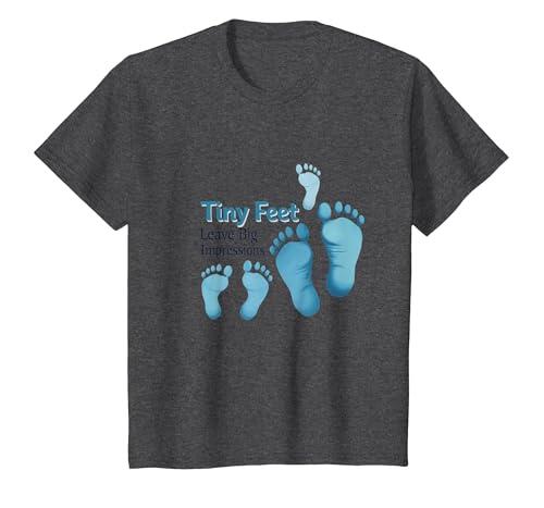 Kleine Füße hinterlassen große Eindrücke Baby Milestone Memory T-Shirt, Kinder, Anthrazit Meliert, 128 von Generic