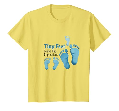 Kleine Füße hinterlassen große Eindrücke Baby Milestone Memory T-Shirt, Kinder, Gelb, 104 von Generic