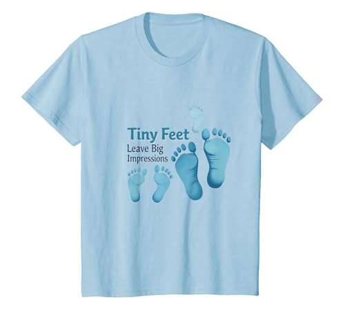Kleine Füße hinterlassen große Eindrücke Baby Milestone Memory T-Shirt, Kinder, Himmelblau, 98 von Generic