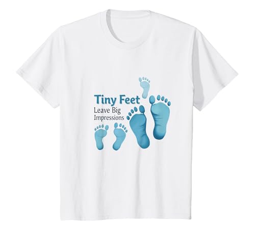 Kleine Füße hinterlassen große Eindrücke Baby Milestone Memory T-Shirt, Kinder, Weiß, 98 von Generic