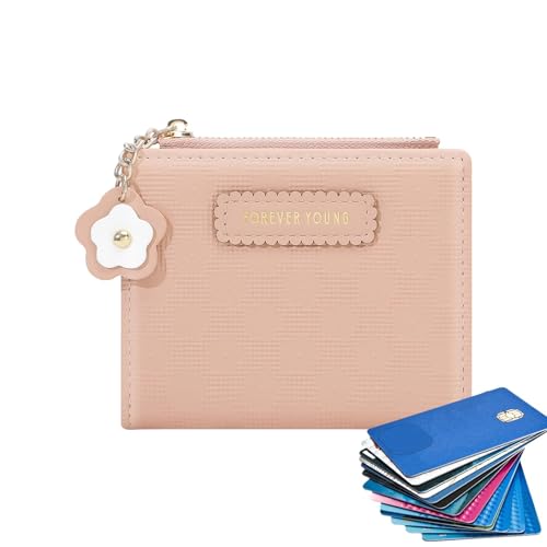 Kleine Geldbörse für Damen, Geldbörse mit mehreren Karten, faltbar, mit Reißverschlusstasche, Clutch-Organizer, Geldbörse mit Cremall, Rosa, Consulte la descripción, Siehe Beschreibung von Generic