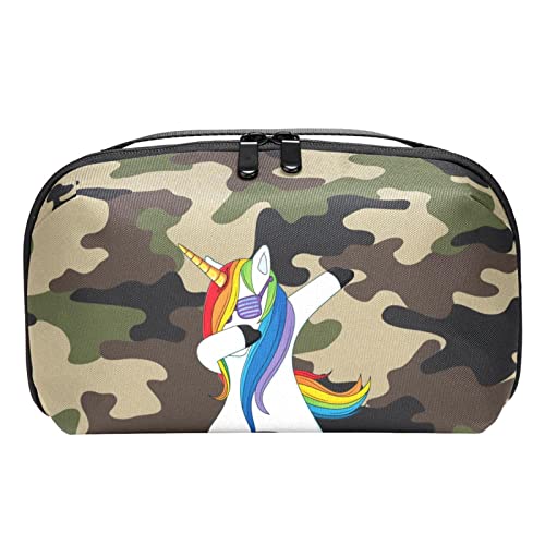 Kleine Kosmetiktasche, Elegante Make up Taschen, Reißverschlusstasche, Geschenke für Frauen, Reise wasserdichter Kulturbeutel Zubehör Organizer,Camouflage Einhorn von Generic