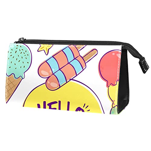 Kleine Kosmetiktasche, Elegante Make up Taschen, Reißverschlusstasche, Geschenke für Frauen, Reise wasserdichter Kulturbeutel Zubehör Organizer,Hallo Sommer Karikatur Eiscreme Seestern von Generic