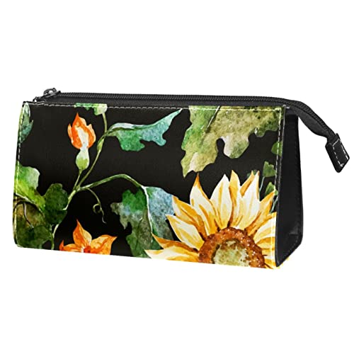 Kleine Kosmetiktasche, Elegante Make up Taschen, Reißverschlusstasche, Geschenke für Frauen, Reise wasserdichter Kulturbeutel Zubehör Organizer,Herbst Sonnenblumen Mais Retro von Generic