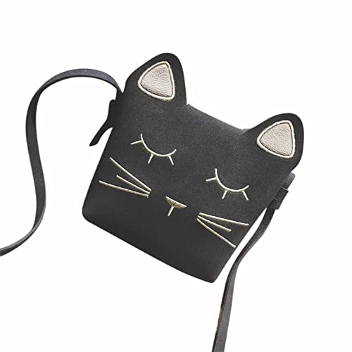 Kleine Kosmetiktasche Kindertasche Süße Prinzessin Umhängetasche Mädchen Minitasche Katze Baby Umhängetasche Handytasche Umhängetaschen Damen Klein Schwarz (Grey, One Size) von Generic