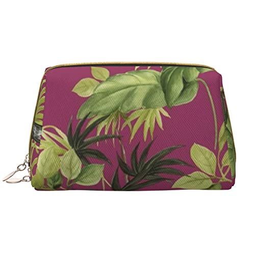 Kleine Make-up-Tasche, Kosmetiktasche, grüne Blätter, exotische Vogelblumen, tragbare Reise-Make-up-Tasche, niedlich, vielseitige Reißverschlusstasche für Frauen und Mädchen, weiß, Einheitsgröße von Generic