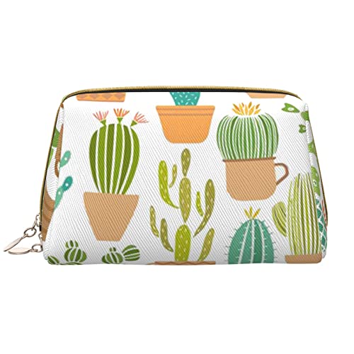 Kleine Make-up-Tasche, Kosmetiktasche, niedliche Kaktus-Topfpflanzen, tragbare Reise-Make-up-Tasche, niedliche vielseitige Reißverschlusstasche für Frauen und Mädchen, weiß, Einheitsgröße von Generic