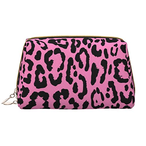 Kleine Make-up-Tasche, Kosmetiktasche, rosa Leoparden-Markierung, tragbare Reise-Make-up-Tasche, niedliche vielseitige Reißverschlusstasche für Frauen und Mädchen, weiß, Einheitsgröße von Generic