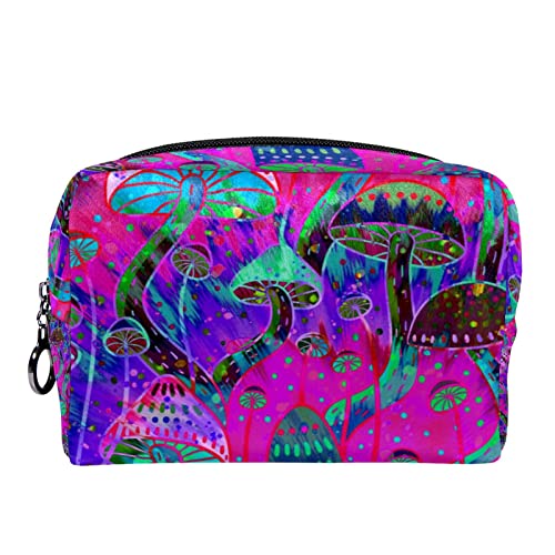 Kleine Make up Tasche, Reißverschlusstasche, Reise Kosmetik Organizer für Frauen und Mädchen,Psyche Pilz Rosa abstrakte Kunst von Generic